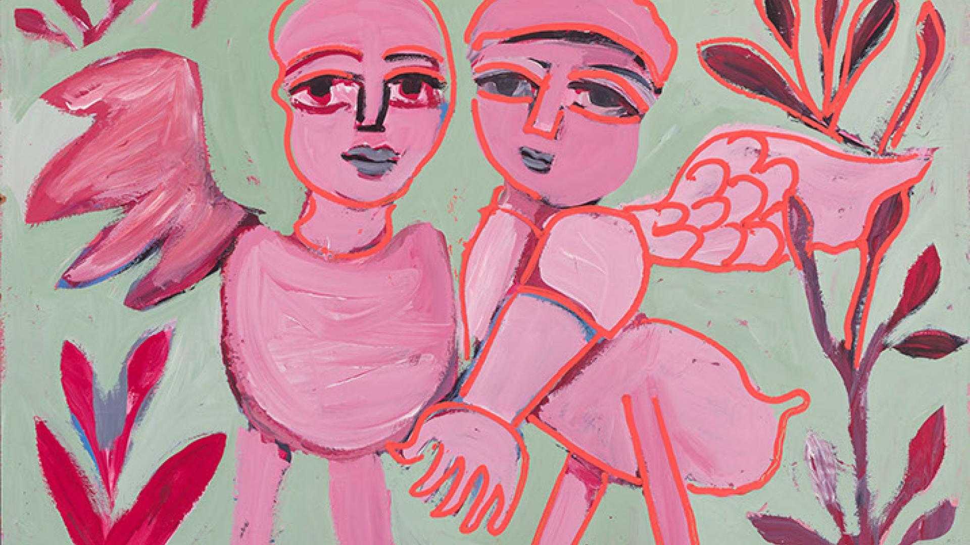 Mirka Mora, Angels, c1965. Purchased with assistance from the Warrnambool Art Gallery Foundation, the Robert Salzer Foundation and funds from the annual acquisition budget provided by Warrnambool City Council, 2025.