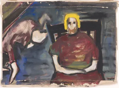 Joy Hester, Blonde Woman in a Chair, Chinese ink and watercolour on paper, 16.8 x 23.3 cm