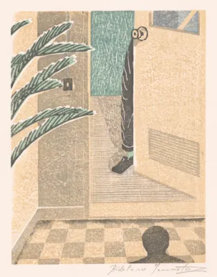 Hideraro Yamamoto, Self Shadow 1, woodcut on paper, 40.0 x 30.0 cm