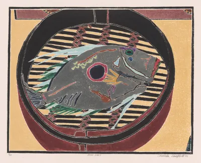 Cressida Campbell, John Dory, 1987, woodcut, printed in watercolour on paper, 33.4 x 41.5 cm