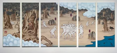 Guan Wei, A Mysterious Land No. 8, 2007, synthetic polymer paint on canvas, 130.0 x 330.0 cm