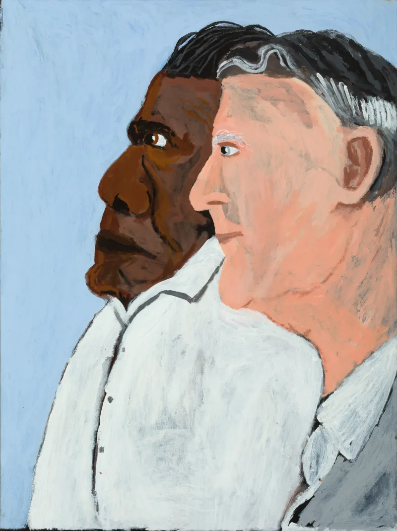Vincent Namatjira, Albert Namatjira and Rex Battarbee, synthetic polymer paint on canvas, 122.0 x 91.0 cm