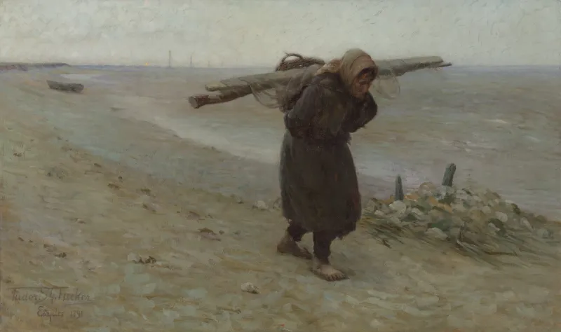 Tudor St George Tucker, Picardy Shrimpfisher, 1891, oil on canvas, 118.0 x 198.0 cm