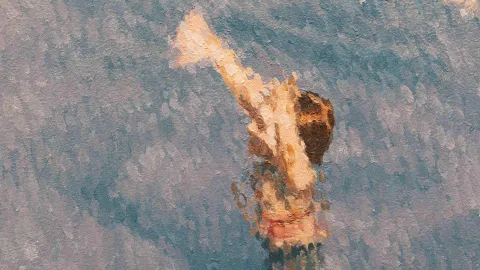 Madeleine Peters, Untitled #1, from the series Catherine's Handstand (detail), 2022. Oil on board, 15 x 11cm. 