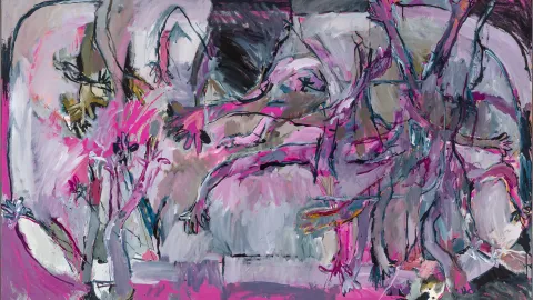 Christopher Pyett, Scherzando, 1975, synthetic polymer on canvas, 106 x 183 cm, Warrnambool Art Gallery Collection, presented by Georges Australia Limited, 1975. Courtesy of the artist and Australian Galleries, Melbourne and Sydney